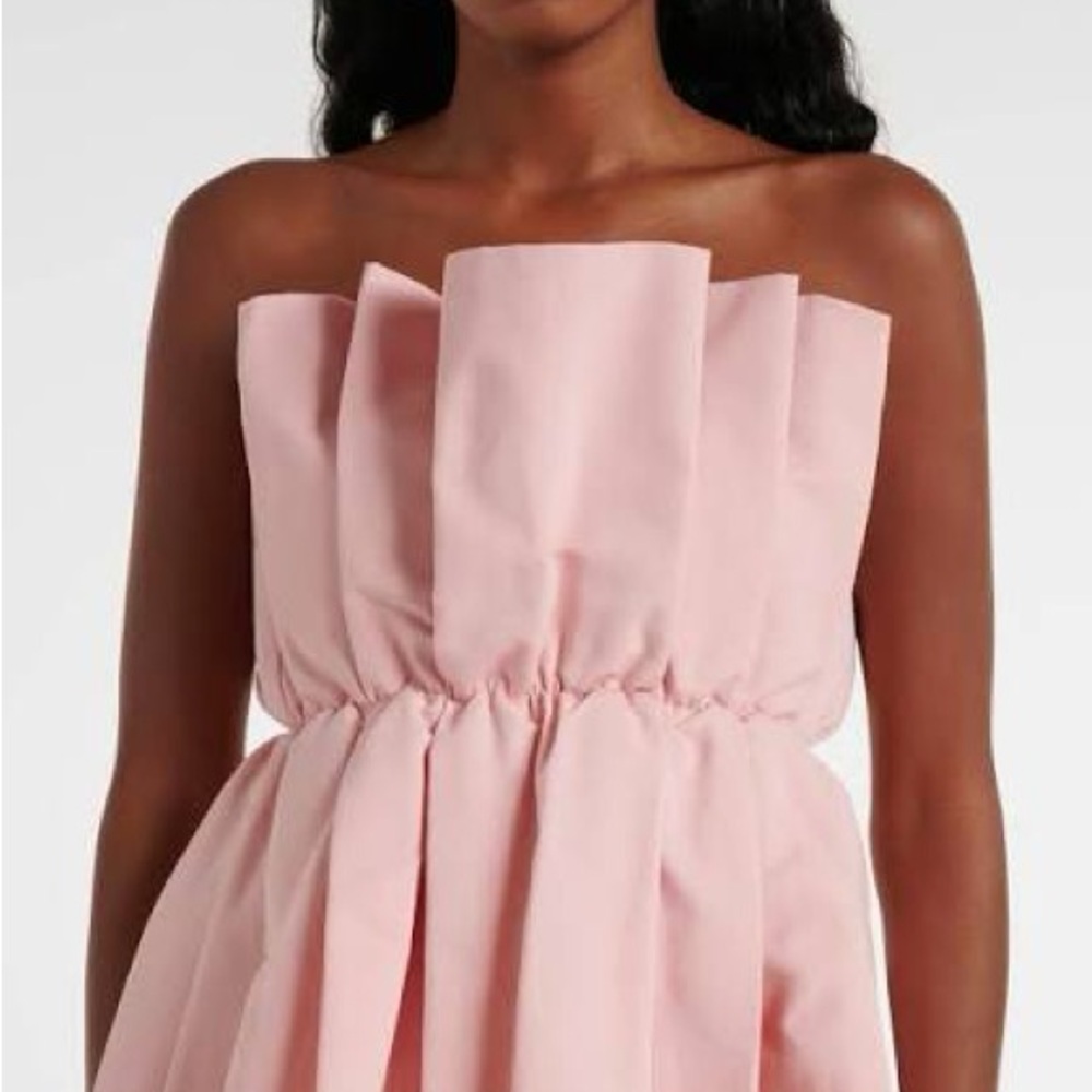 STAUD Cordelia pleated cotton-blend minidress